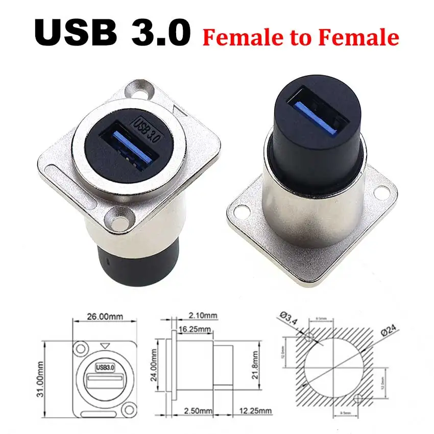 RJ45 USB 2.0 3.0 HDMI-2.0 Type-C Jack Metal D Type Module Connector Data Network Extension Transmission Network Interface Panel view 5