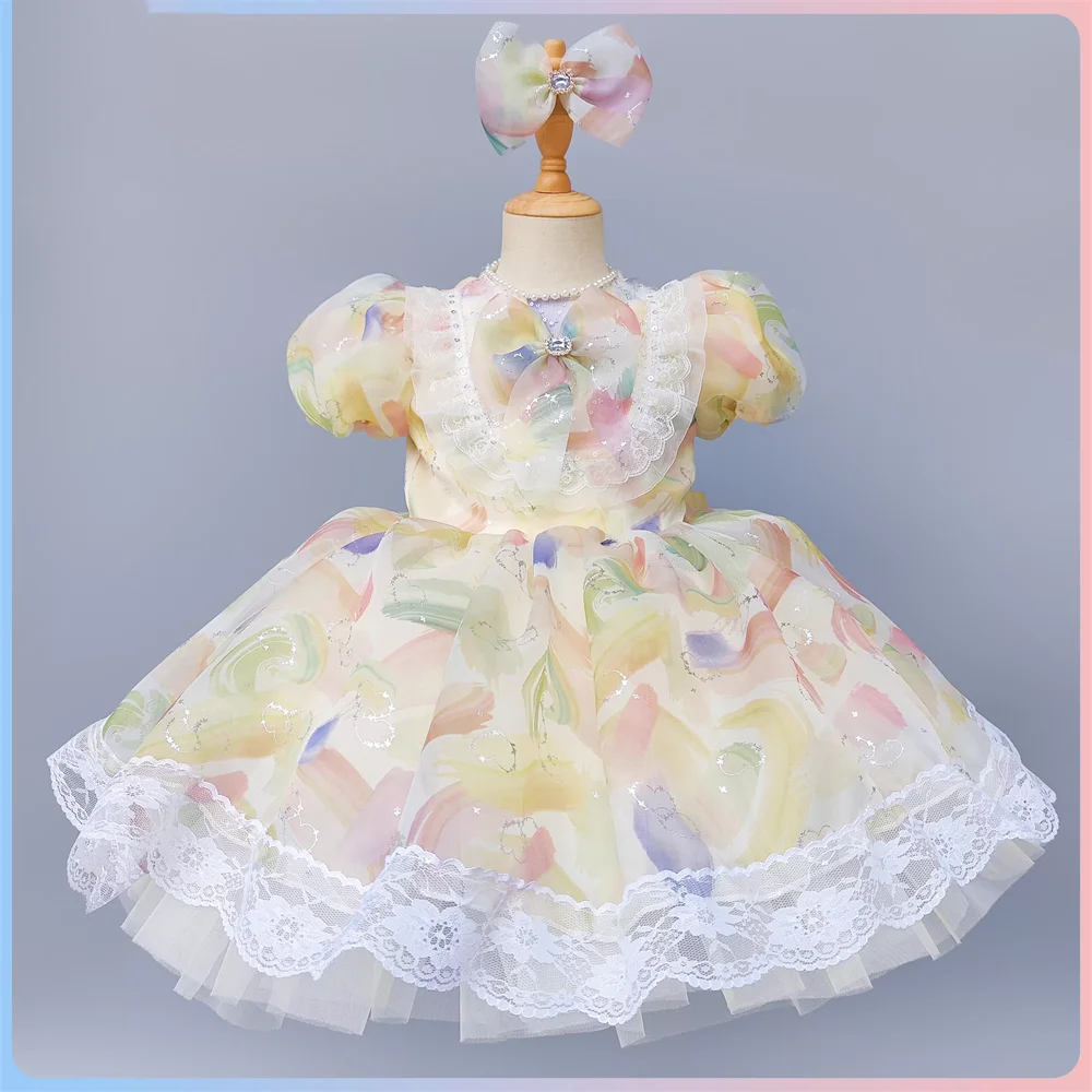 

Puffy Tulle Dress Children's Clothing Performance Costume Girls Dresses Ballet Tutu Princess Party Cute Girl Dance Outfit Summer
