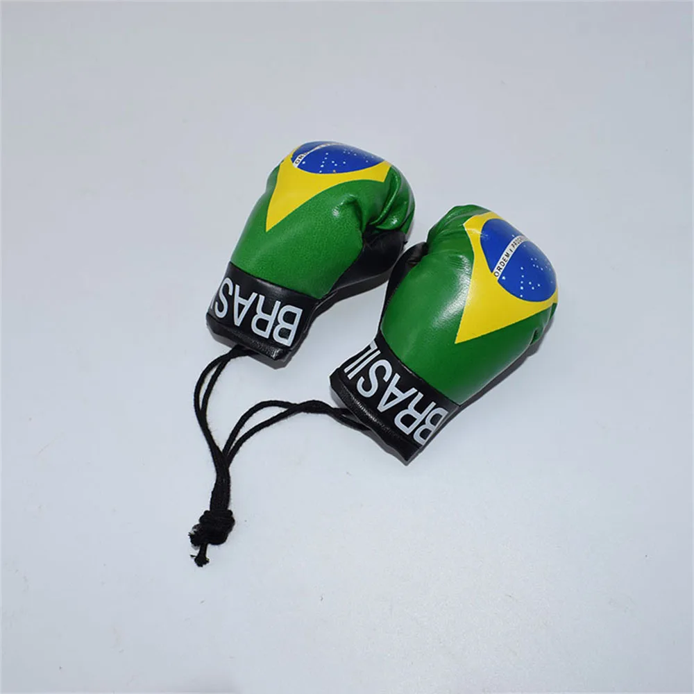 National Flag Car Boxing Gloves Hanging Mirror PVC Pendant in Car Accessories Interior Car Decoration Key Chain Ornaments Gifts