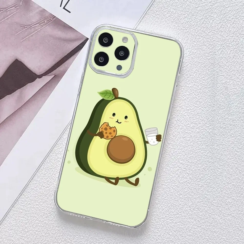 Coque de téléphone dessin animé fruits avocat, coque en poly transparent pour iPhone 11,12,Mini,13,14,15,Pro,XS,Max,X 8,7,6s,Plus,5,SE