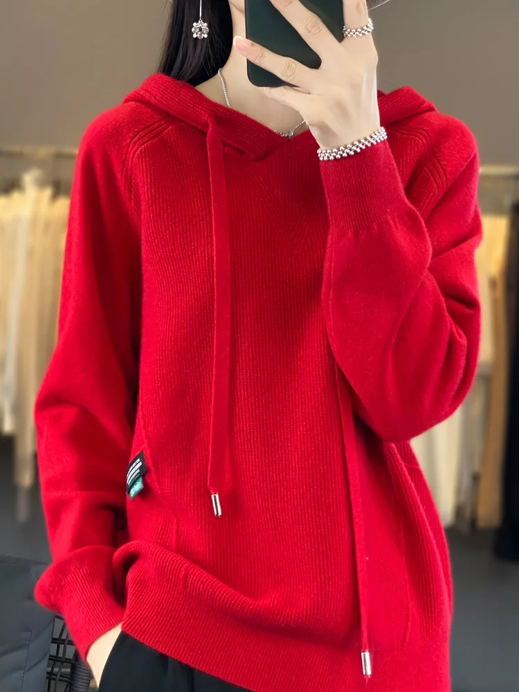 2024 Spring and Autumn Osmanthus Needle Hoodie Fashionable High Quality Soft Touch Women\'s Ideal Knitwear