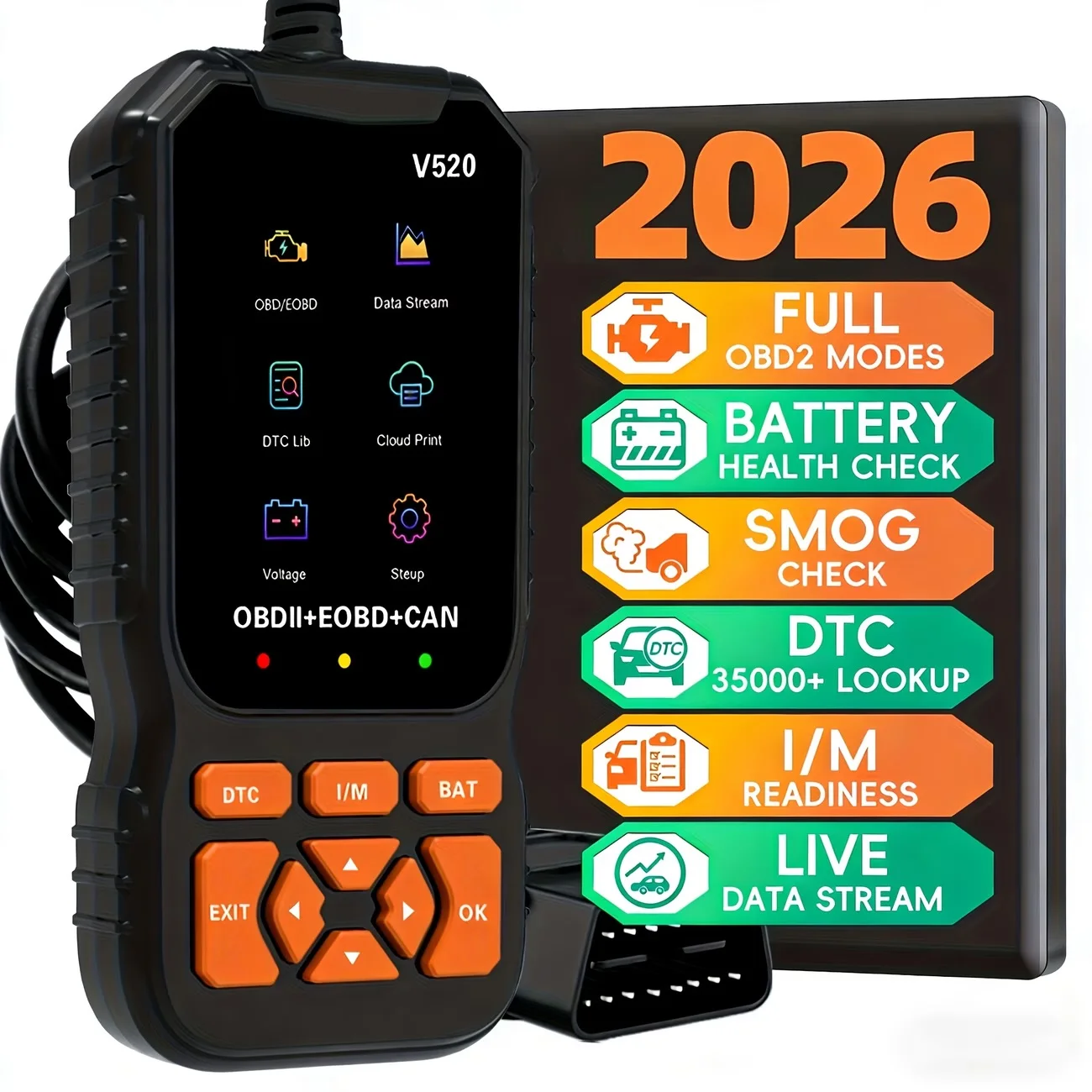 V520 Professional OBD2 Scanner Auto Check Engine Diagnostic Tool for Cars Check Engine Light Code Reader Scanner