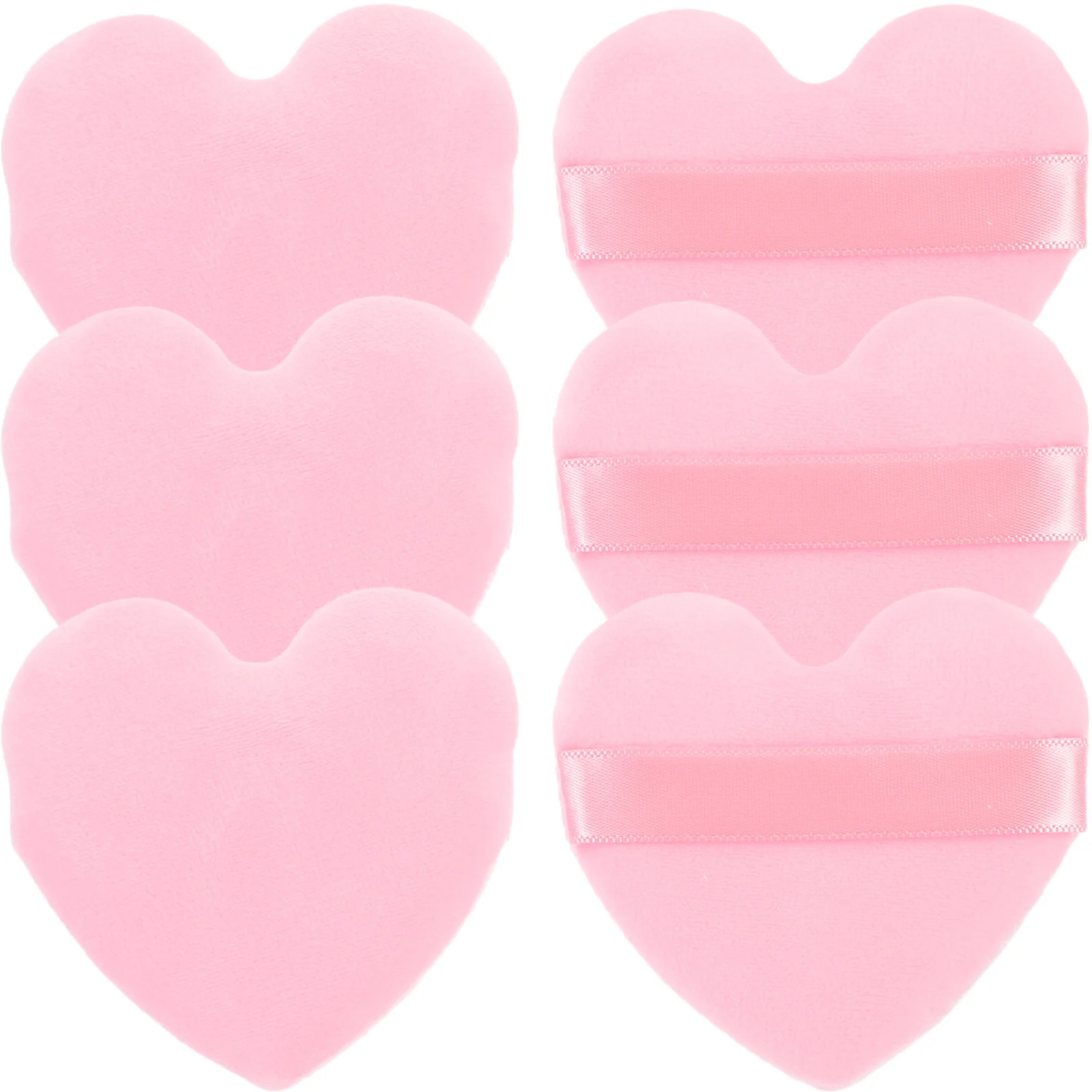 6 stuks hartvorm kleine poederdons make-up voor gezicht foundation concealer losse poeder vinger bladerdeeg draagbaar