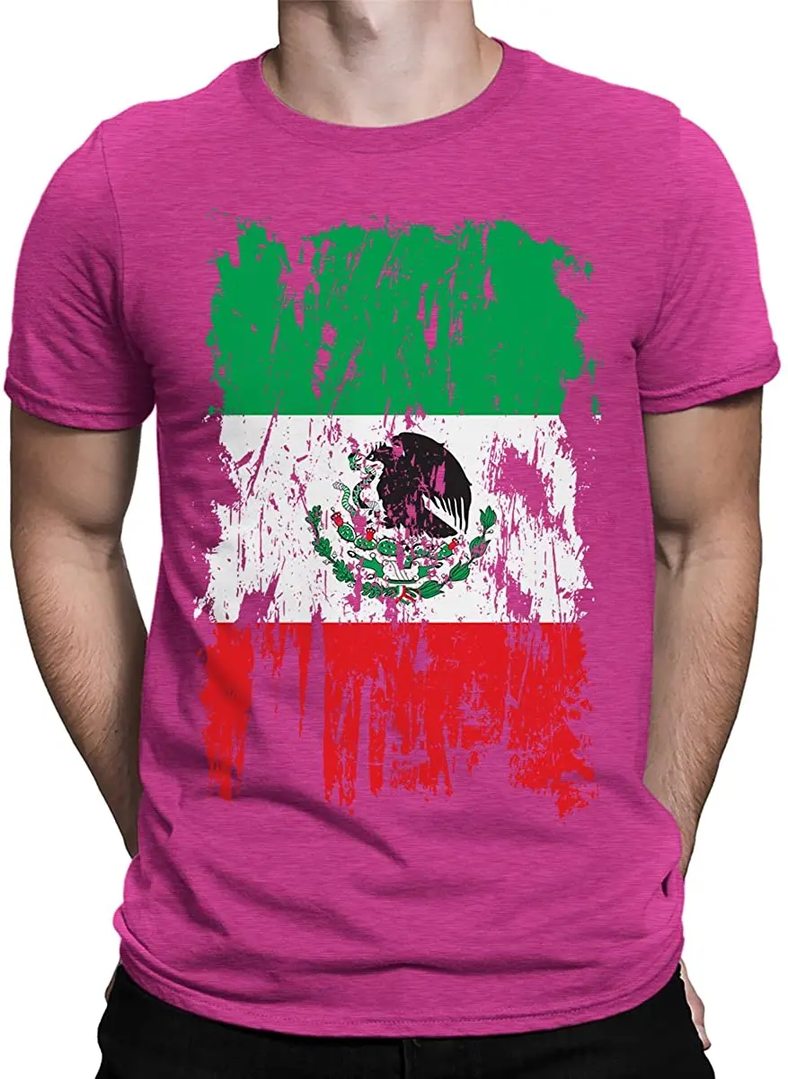 Distressed Mexico Flag Men's T-Shirt Short Casual 100% Cotton Shirts Size S-3XL