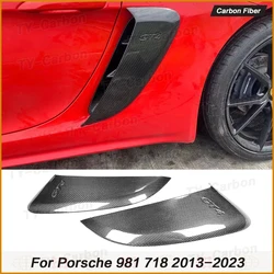 Real Carbon Fiber Side Vents Splitter For For Porsche 718 981 Boxster Cayman Accessories Side Air Vents 2pcs Bodikit 2013-2024