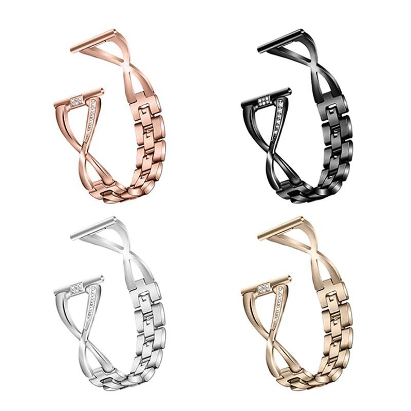 20Mm Watch Band For Samsung Galaxy Watch Active Stainless Steel Strap Lady Women Bling Diamond Band Strap