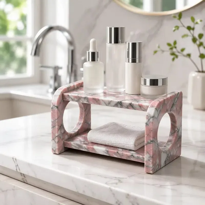 custom marble round window dresser storage rack OEM 4 stone options for dresser