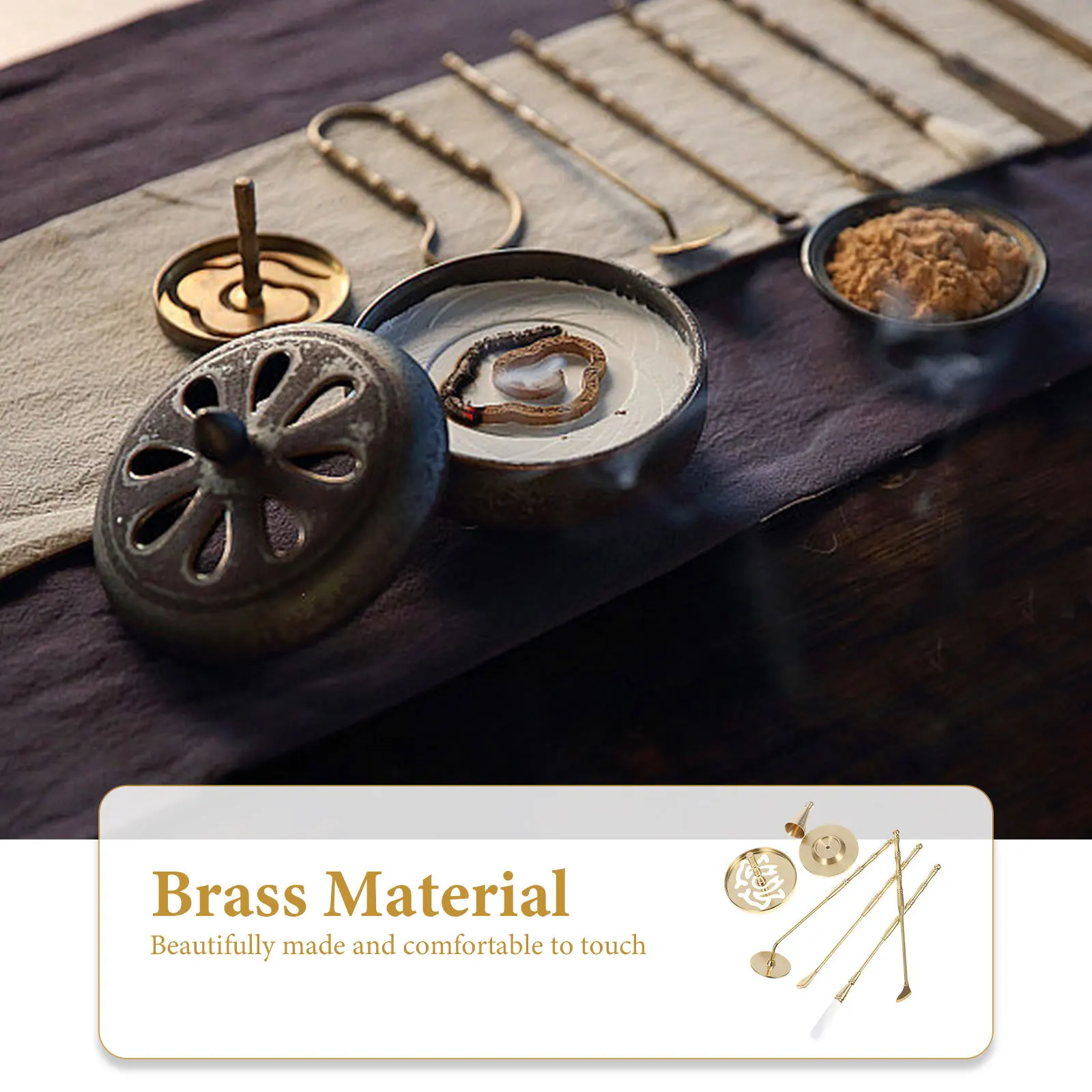 

1Set Incense Making Kit Premium Copper Tools for Incense Mold Anti-Skid Handle Easy Storage Tea Room Decor DIY