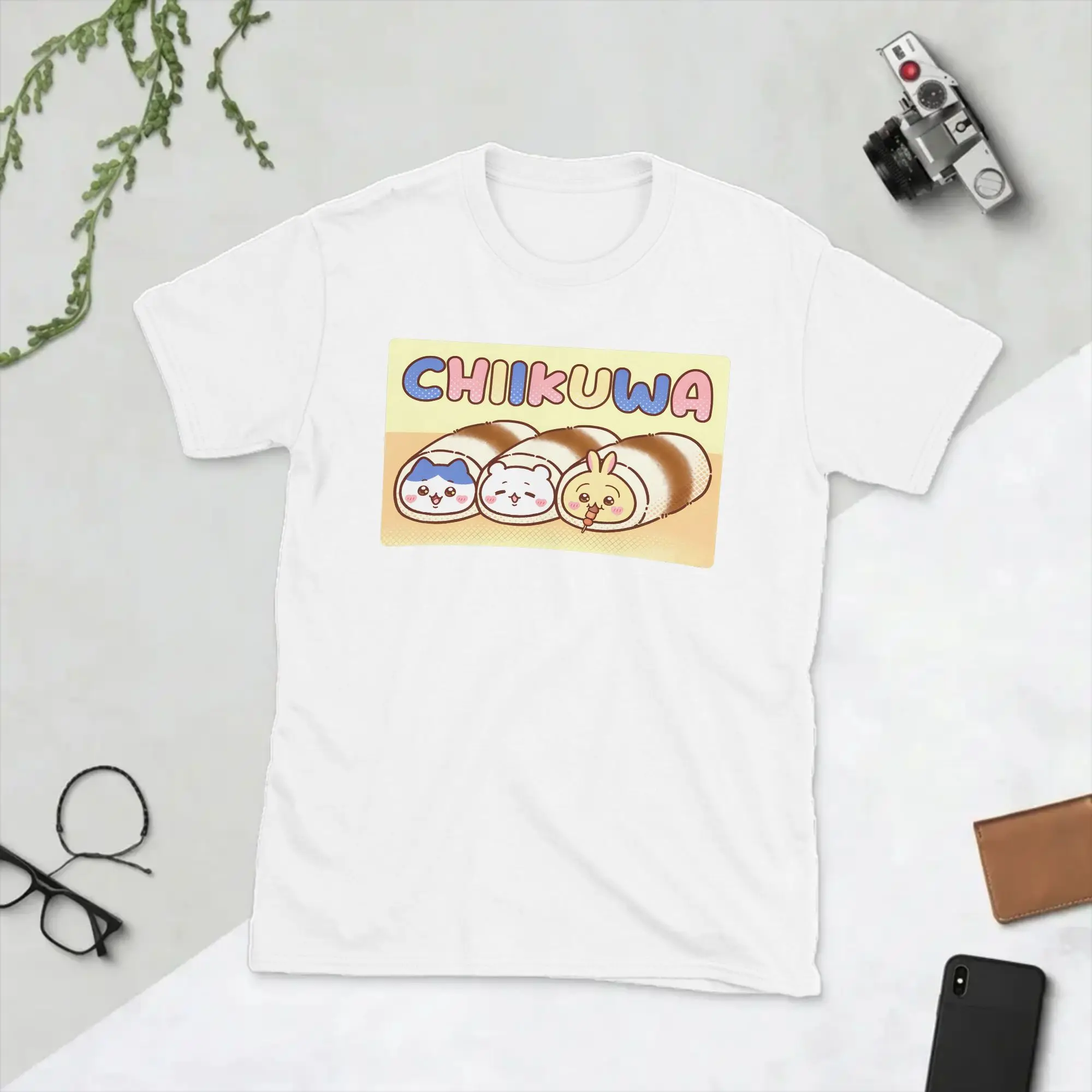 Herren-T-Shirt Chiikawas Chiikuwa Oden Lustiges T-Shirt aus 100 % Baumwolle, kurzärmeliges T-Shirt mit Rundhalsausschnitt, Übergröße