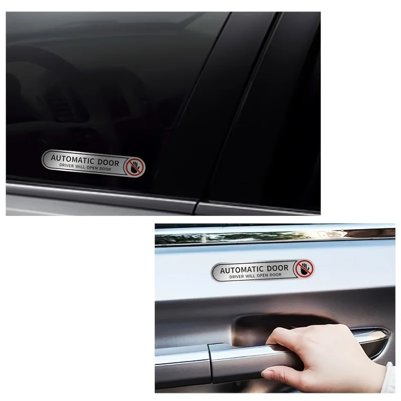 Driver Door No Touch Sticker 1/8PCS 5x1 Inch Brushed Silver Warning Label Waterproof Car Vehicle Decal Auto Decor