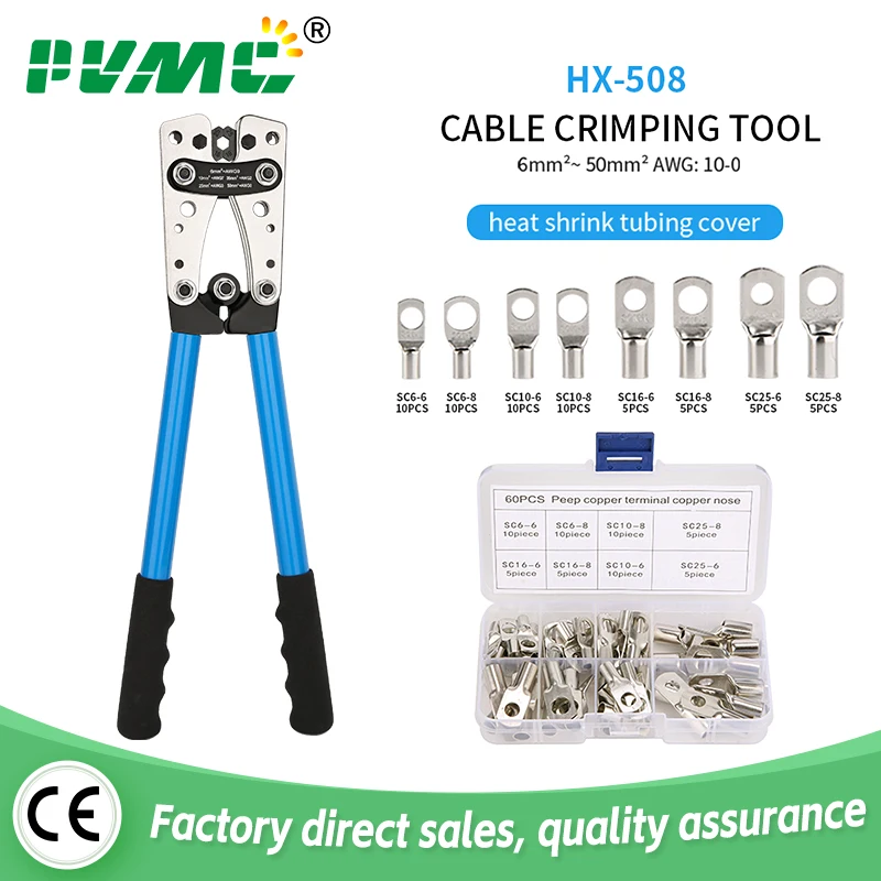 crimping alicates hex crimp tool terminal crimper bateria multitool lug cabo ferramentas manuais hx50b 6 50 mm awg 100 novo 01