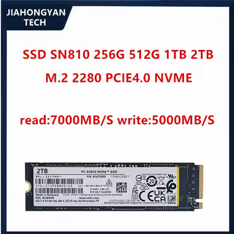 Original For WD SN810 1TB 2TB M.2 2280 PCIE4.0 NVME Solid State Drive Supports PS5