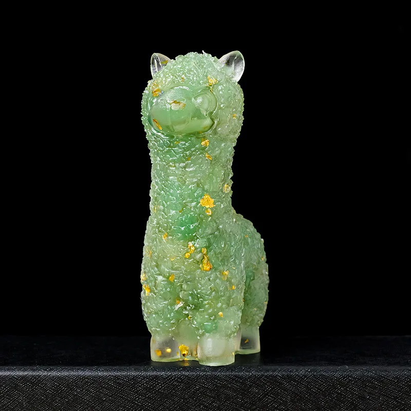 Polished Pocket Stone Engraved Rose Quartz Alpaca Sculpture Crystal Alpaca Statue Polished Hand Carved Alpaca Figurine For Car