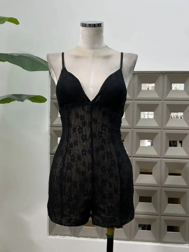 Set da due pezzi solidi per donna Camicia esterna a maniche lunghe dal design originale con scollo a V Canotta Tutina slim Pantaloncini Abito chic