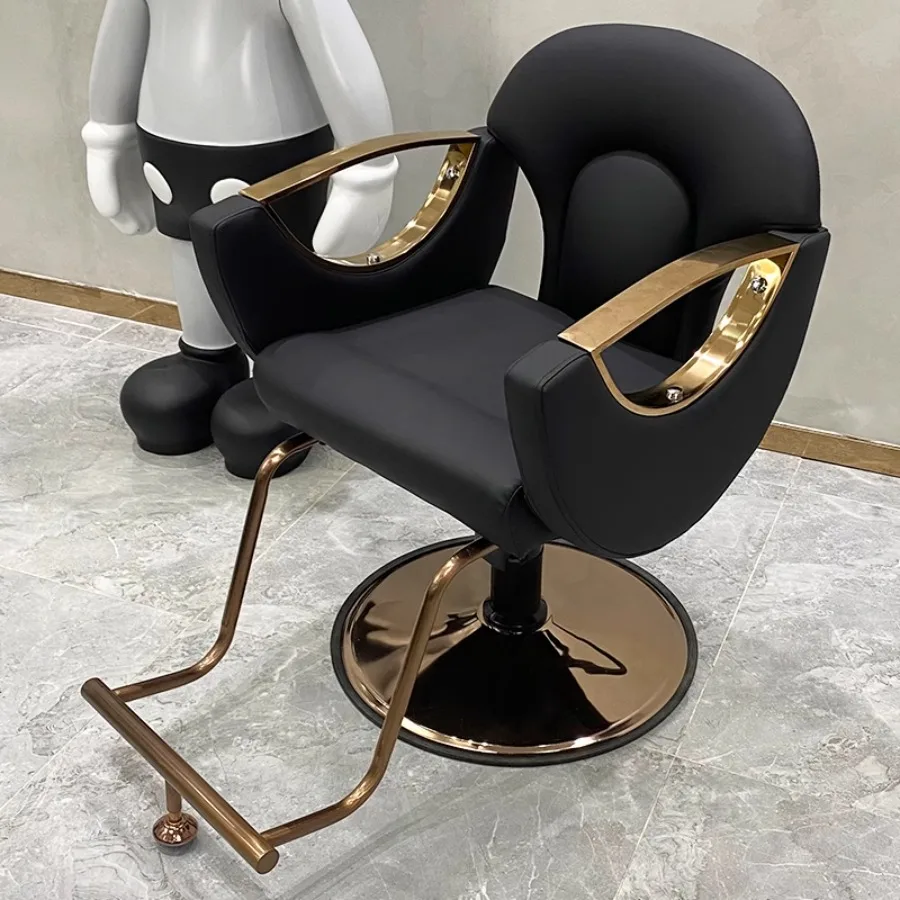 

Hydrolic Barber Chair Gold Headrest Portable Black Makeup Artist Barber Chair Mobile Seat Professional Acessories Cadeira Chairs