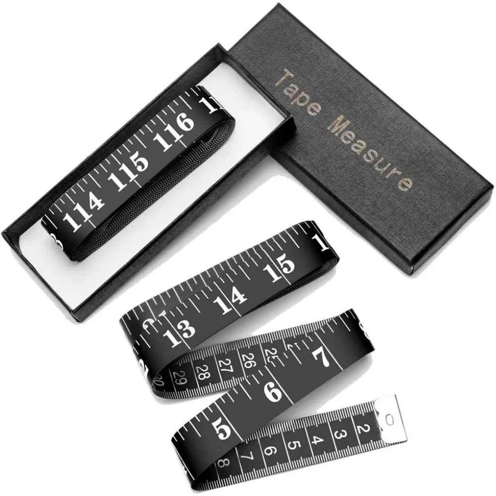 2er-Pack 120-Zoll-Maßband aus weichem Stoff mit doppelter Skala (schwarz).