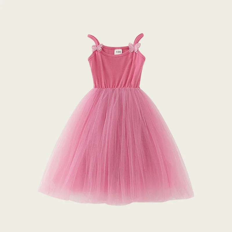 2024 Summer Baby Girls Cute Fluffy Tutu Dress Elastic Sleeveless Tulle Birthday Party Vestido Princess Dress Kids Wear Clothes