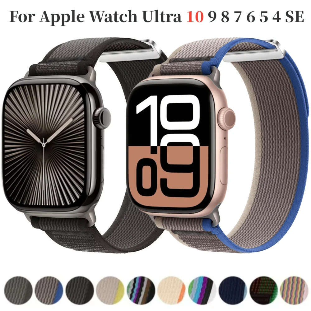 애플워치 울트라 49mm 10 46mm 42mm 9 8 7 45mm 41mm 스포츠 브레이슬릿 아이워치 시리즈 6 5 4 3 SE 44mm 40mm용 트레일 루프 나일론 스트랩