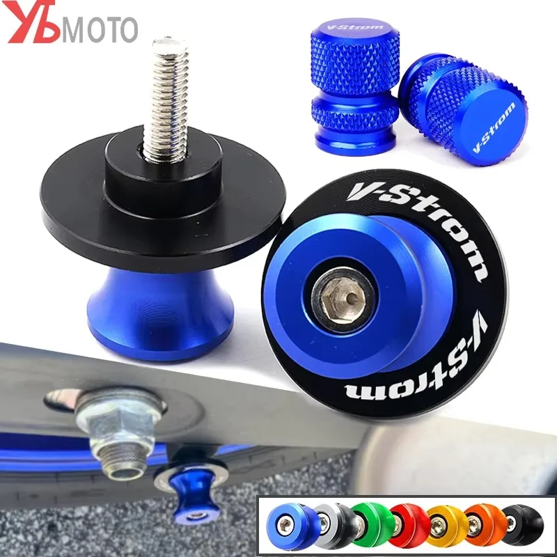

For SUZUKI V-Strom 650 DL 250 650 1000 1050 vstrom650 Motorcycle Swingarm Spools M8 Slider Stand Screws Vstrom Tire Valve Caps
