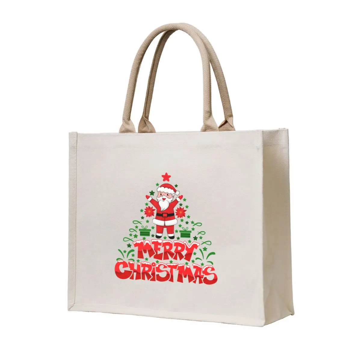 

Merry Christmas Santa Claus Tree Tote Bag Cloth bag Big bag women Canvas Women's shopping
