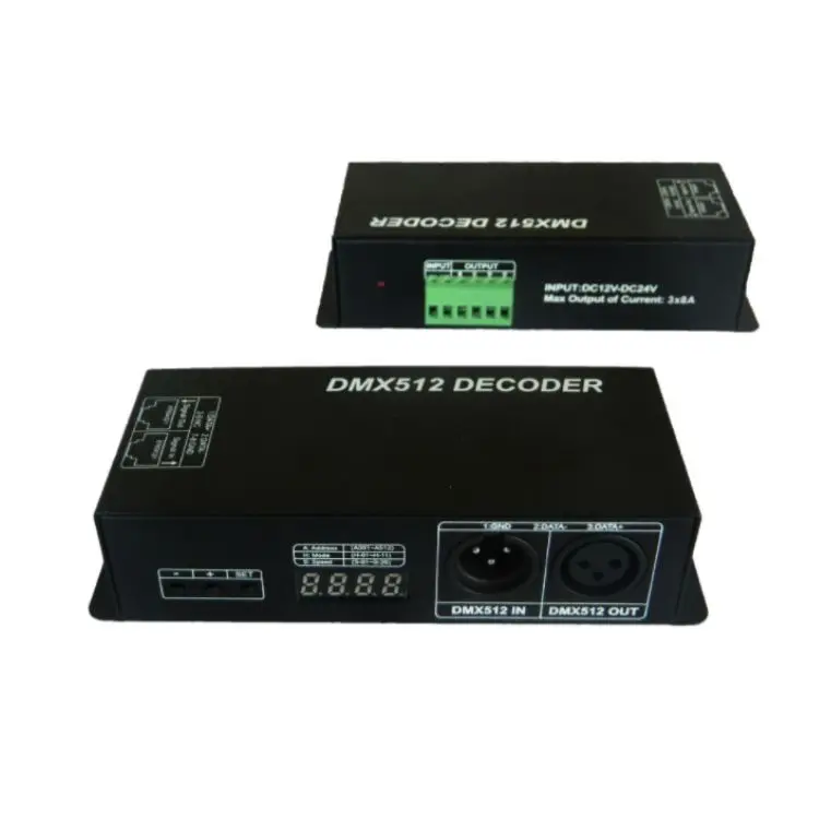 Dmx 512 Digital Display Decoder,3CH 4CHx8A Dimming Driver Dmx512 Controller For Led RGB Rgbw Tape Strip Light Dc12-24V