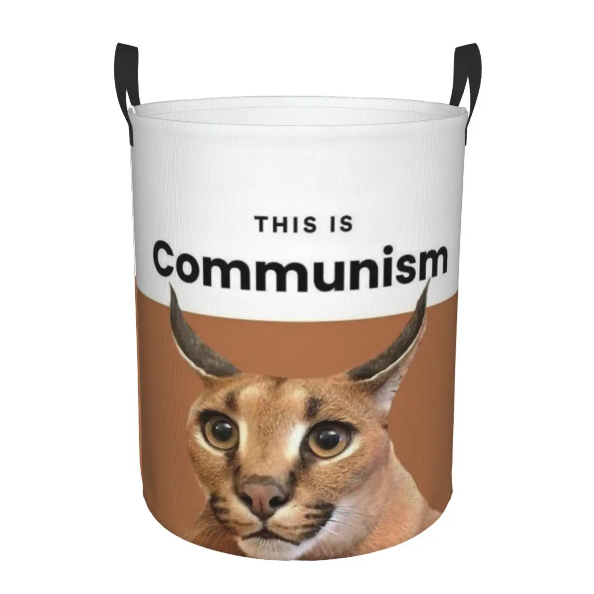 Communism Floppa Cute Meme Laundry Basket Foldable Caracal Cat Clothes Hamper for Baby Kids Toys Storage Bin