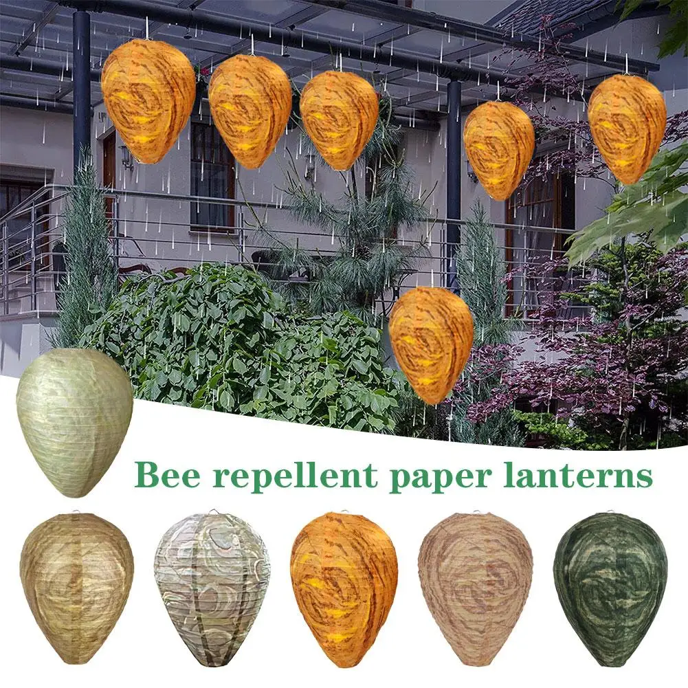 Hanging Wasp Nest Decoy Outdoor impermeabile Fake Wasp Nest Decoy Hornets plastica insetti Paper Drive Beehive Lantern