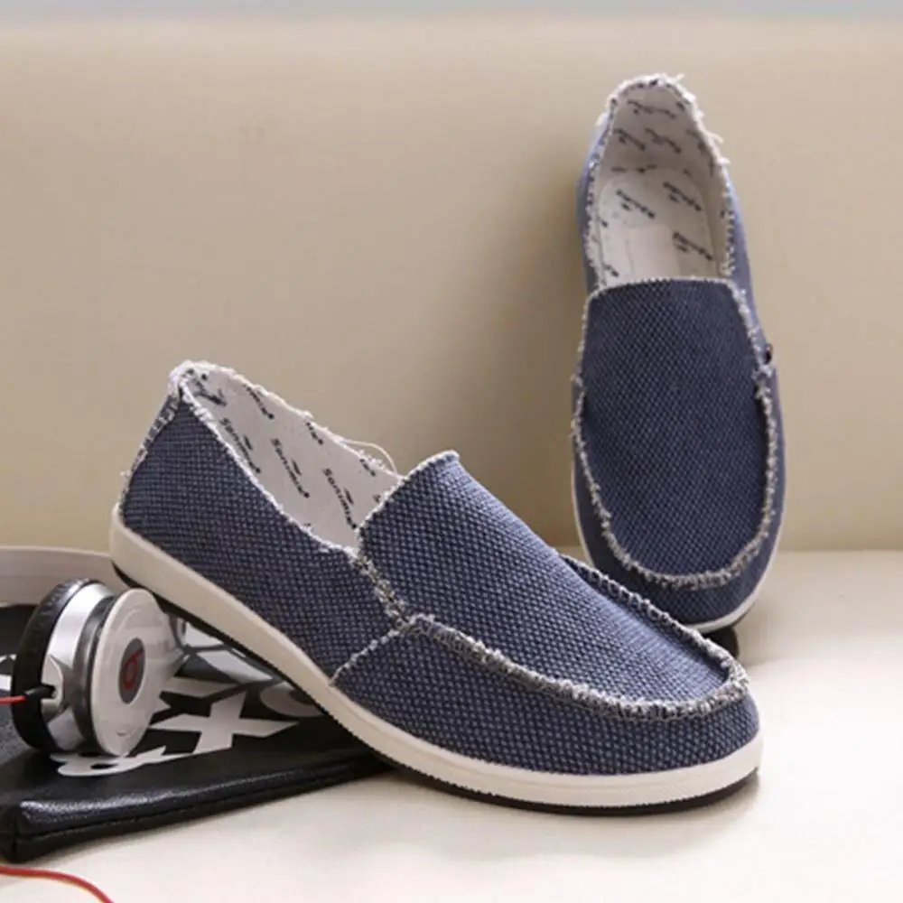 Beijing Men's Canvas Shoes Low-Top Flat Bottom Slip-On Fashion Casual Pauper's Shoes Korean Style round Toe Rubber Outsole