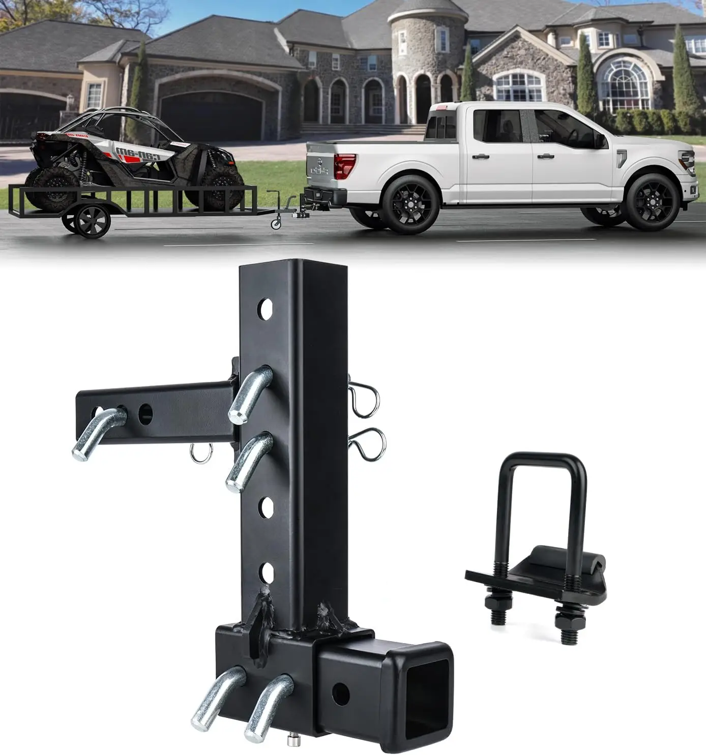 

Adjustable Trailer Hitch Extension with 4-10 Inch Drop/Rise Options, 5000 lbs Load Capacity