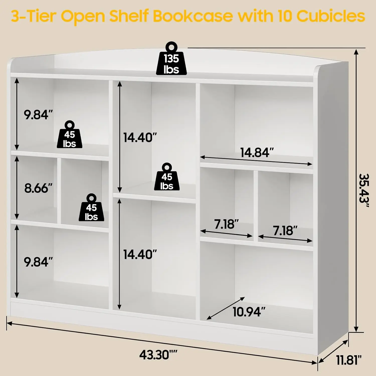 Vabches Kids Bookshelf Wood Children's Bookcase with Lots Storage Shelves Toy Storage Organizer Book Display Shelf for Kids Room