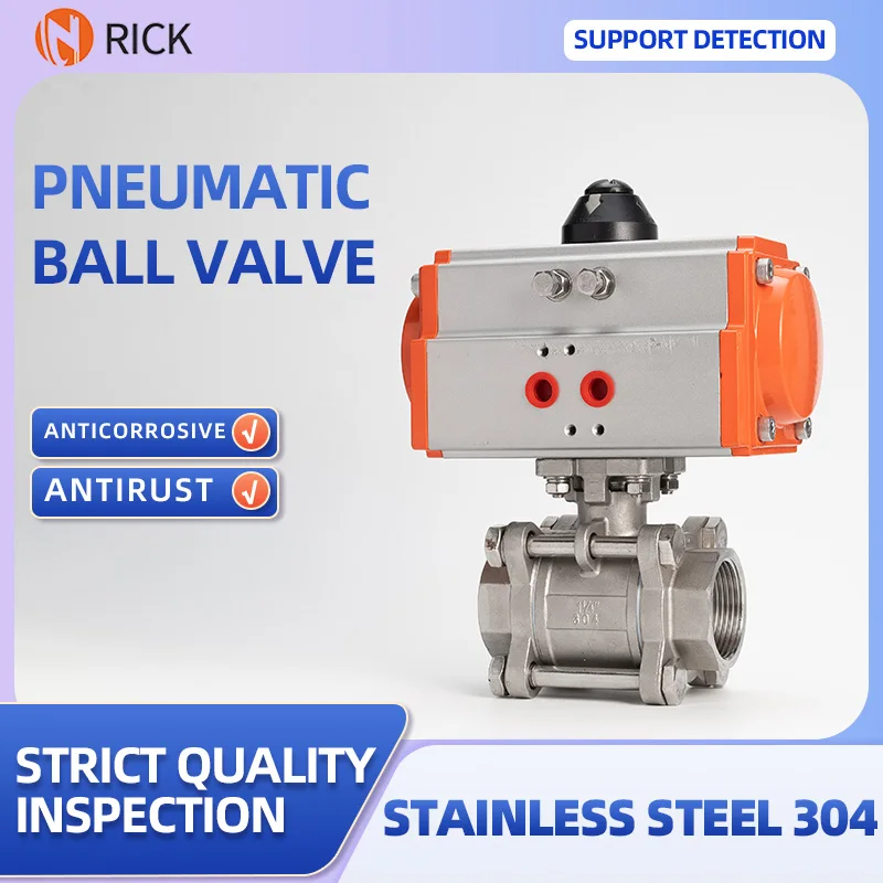 

Пневматический трехкомпонентный шаровой кран из нержавеющей стали 304, переключатель клапана с внутренней резьбой GT/AT DN25 50 100