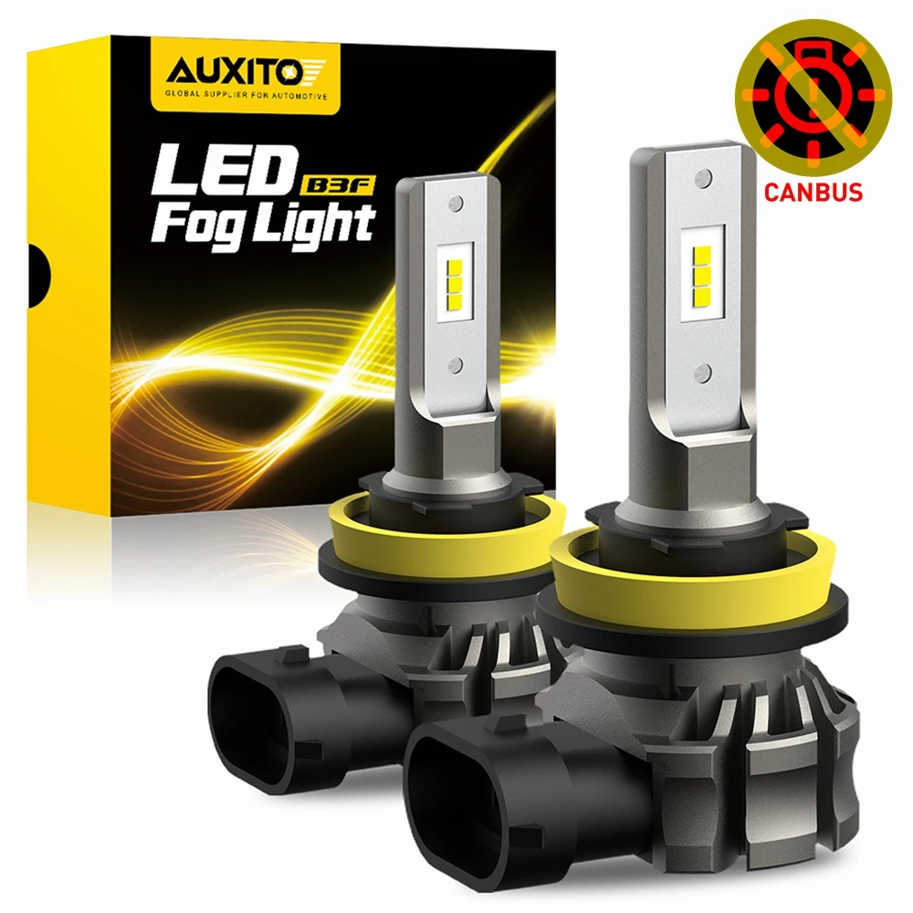 AUXITO 2Pcs H8 H9 H11 LED Fog Light Bulbs Canbus Error Free 12V 6500K 3000K H10 880 5202 LED Fog Lamp Day Driving Running Light