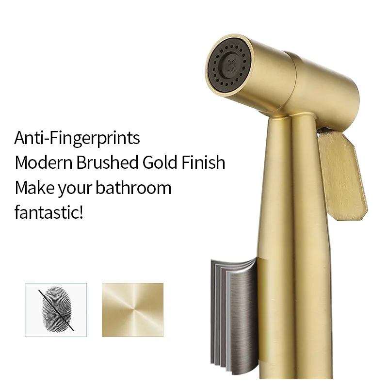 

Brushed Gold Handheld Toilet Bidet Sprayer Stainless Steel Bidet Shower Hygienic Shower Wall Single Cold Toilet Bidet Sprayer