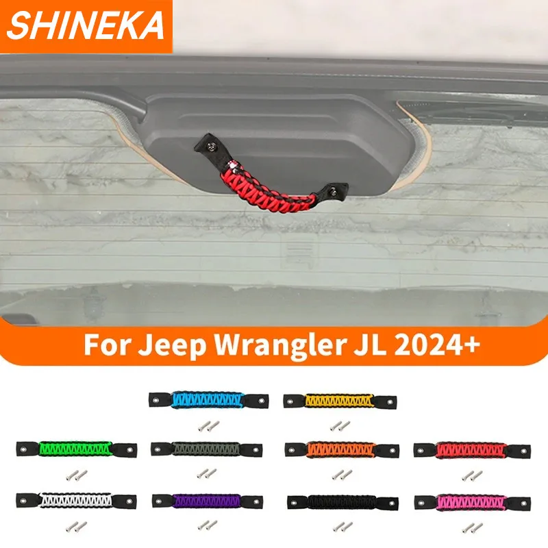 SHINEKA Car Interior Tailgate Glass Handle With Hole Rear Windshield Grab Handle Accessories For Jeep Wrangler JL 2018-2024 Up