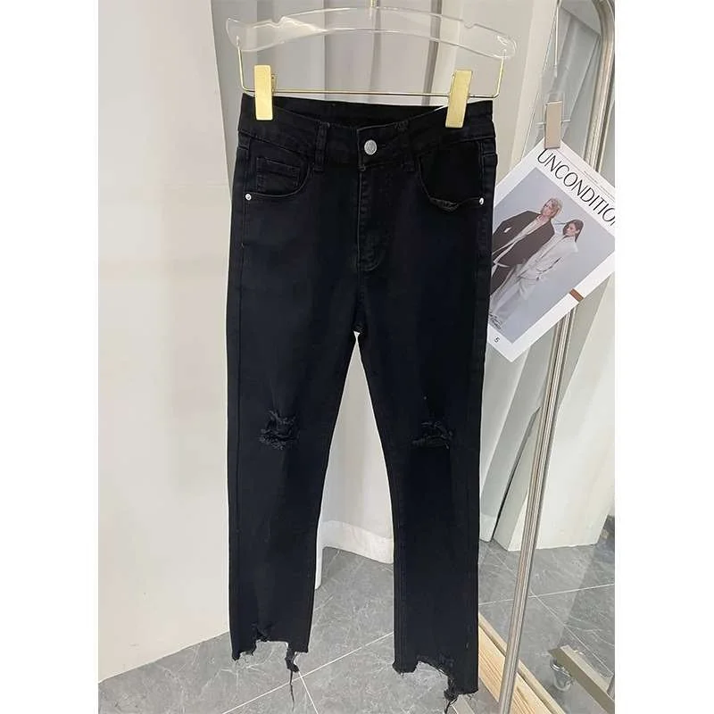 

High Waist Elastic Bla Jeans for Women Summer New Sle Cleanfit PU Fabric mid Stretch plus Size Women's Denim Pants