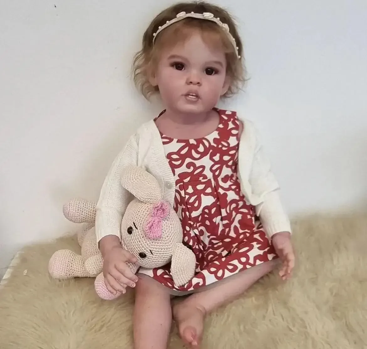 EGO personalizado suministro limitado 29 pulgadas Reborn Baby Cressida con pelo enraizado a mano Kit pintado con cuerpo de tela con conectores