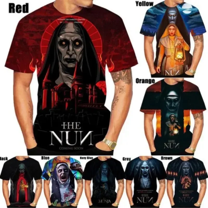 

3D The Nun Men's/women's T Shirt Summer Short-sleeved Round Neck Men's Tops Clothing Oversize Men's Clothing Cosplay Halloween