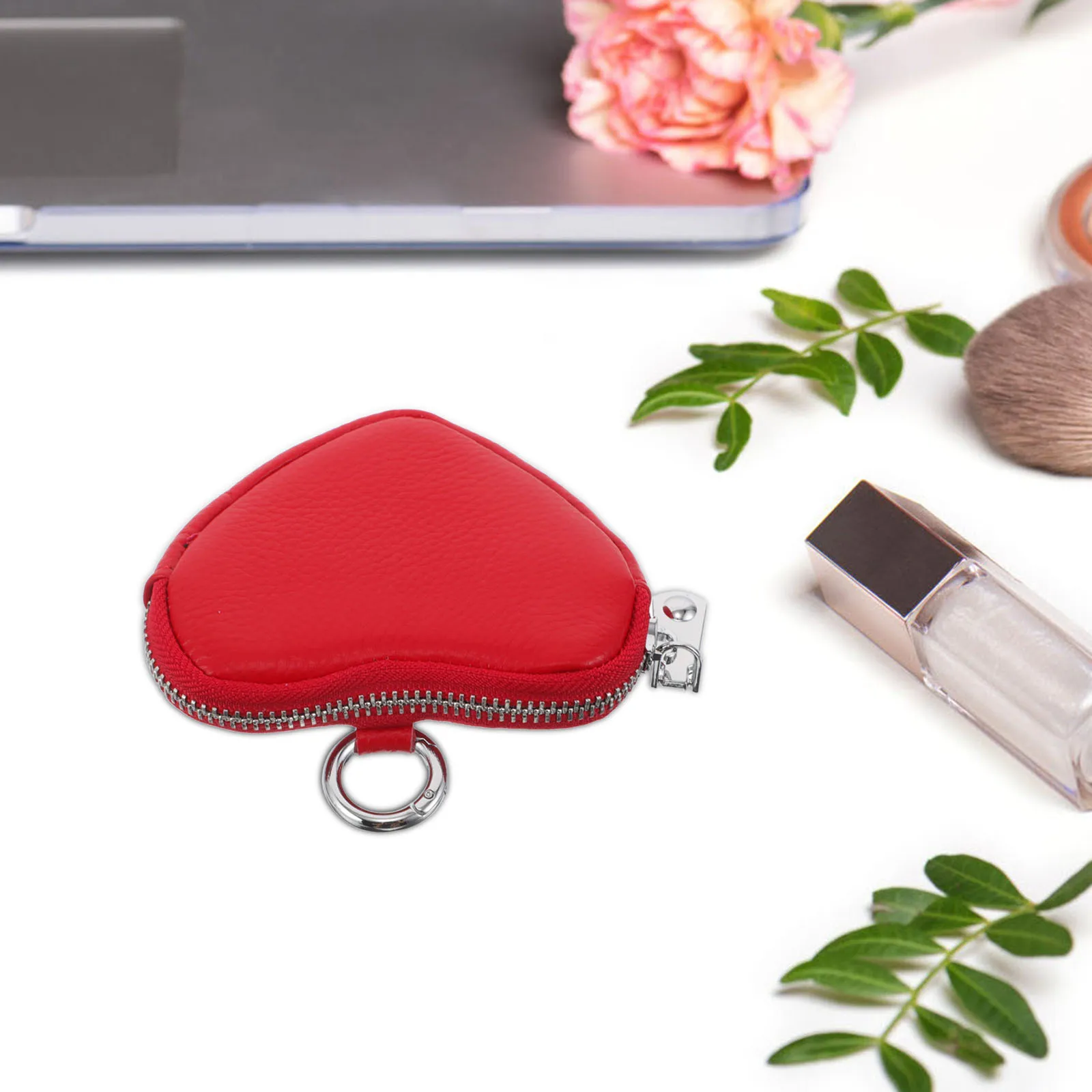 

Women Heart Design Mini Wallet Red Small Coin Purse Keychain Pouch For Girls Compact Change Bag Stylish Lightweight Fashion