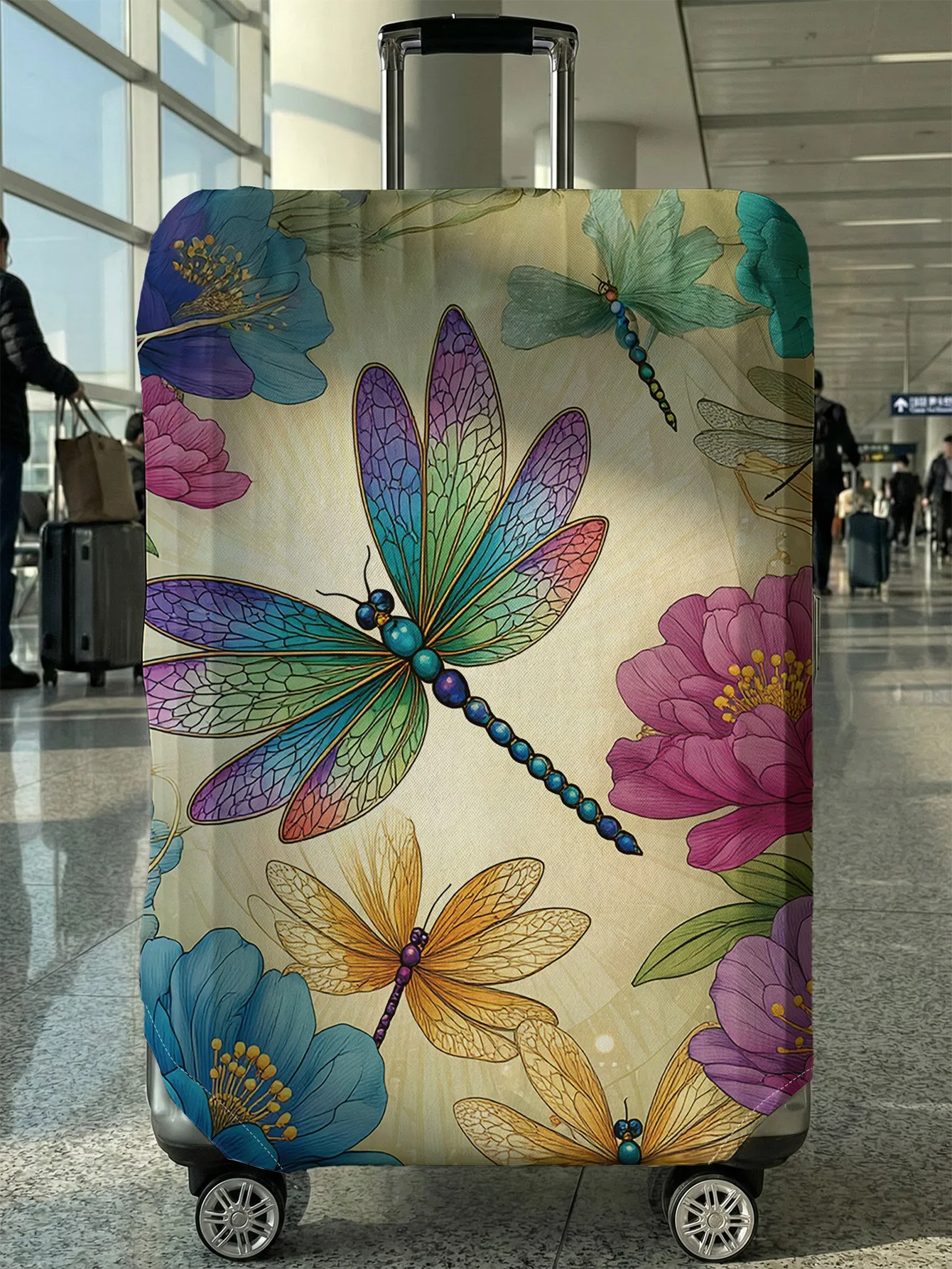 

Защитный чехол для багажа Dragonfly Flower, подходит для чемоданов размером 18-32 дюйма, чехлов для ручек чемоданов, дорожных аксессуаров.
