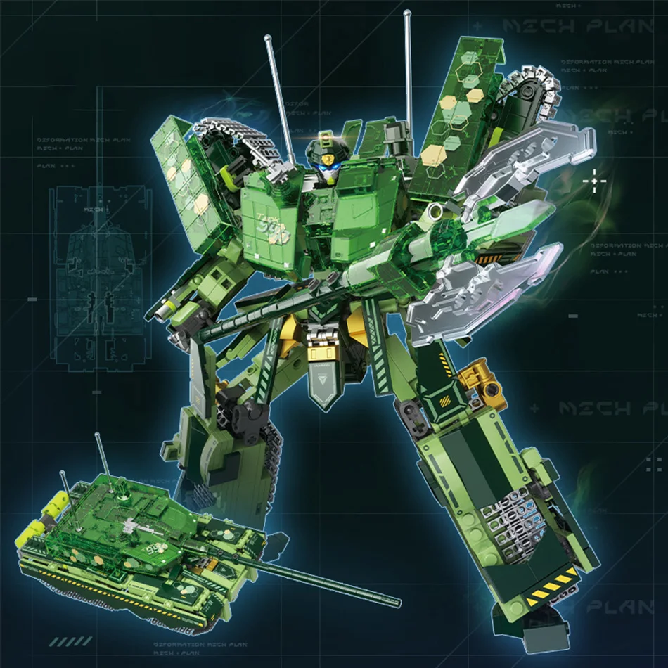 Originele Longyuan Heavy Armor Bouwstenen Transformeerbare Tank naar Armored Warrior Mecha Model Creatief Speelgoed Voor Kinderen Geschenken