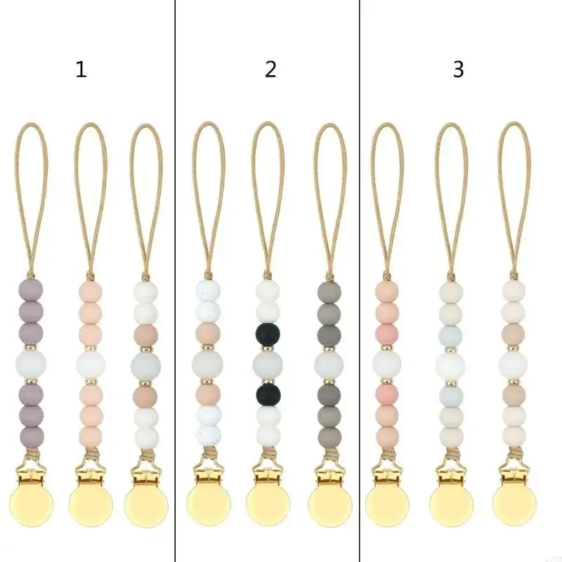 

D7YD 3pcs Baby Handmade Pacifier Chain Clip Dummy Nipples Holder Clips Babies Gift