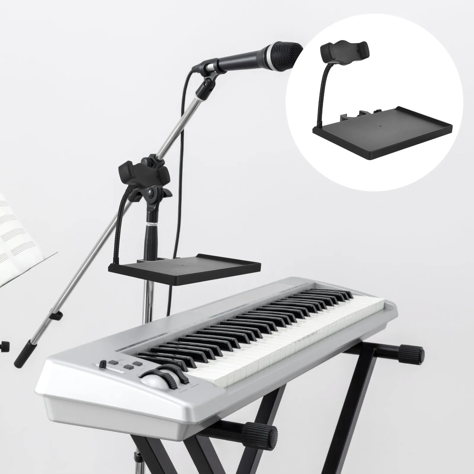 

Microphone Tray Clip-On For Mic Stand Sound Card Live Streaming Shelf Sound Broadcast Rack Mount Phone Holder Accessory
