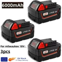 For Milwaukee M18 Power Tool Battery, Charger, BR, XC, 18V, 6000mAh M18B5, 48-11-1860, Built-in 18650 Battery