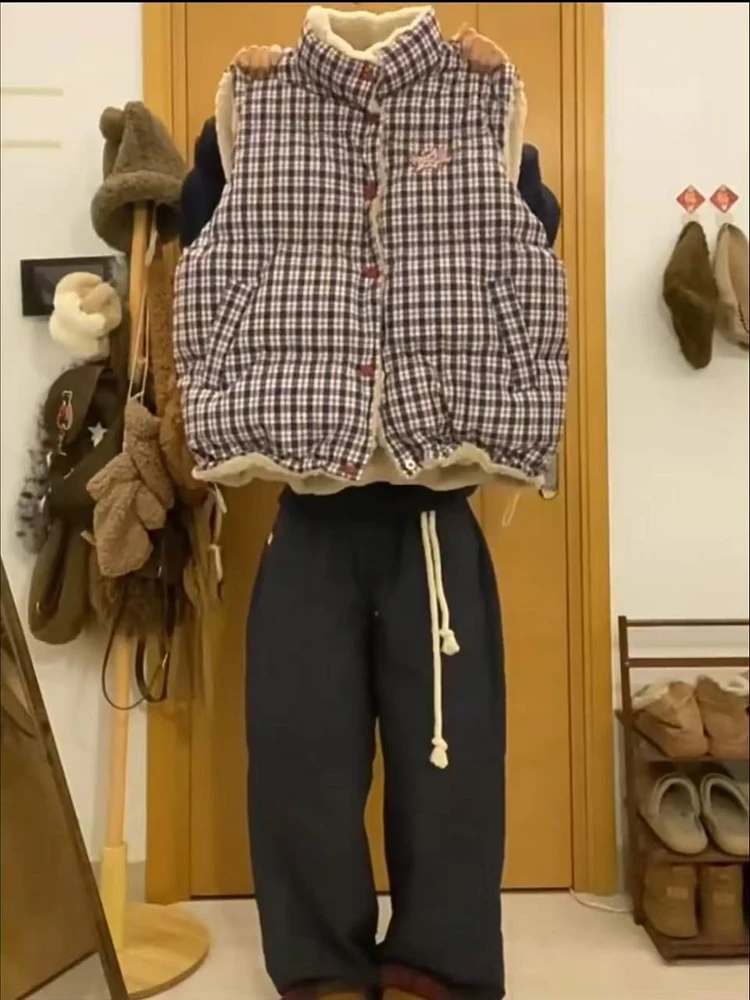 

Двусторонний пуховый хлопковый жилет в стиле ретро, женский осенне-зимний теплый жилет из полиэфирного волокна Svel Jaet