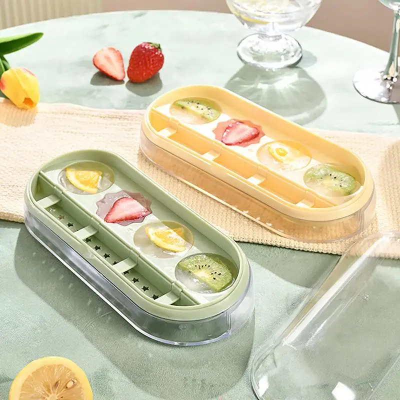 Ice Pop Molds Four Grids Ice Popsicle Mold Makers Mold Easy Release Ice Cream Cakesicle Molds for Juices Applesauce Dessert