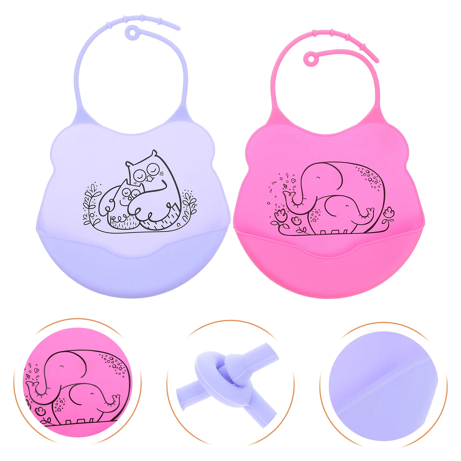 2 Pcs Baby Silicone Bib Portable Bibs Professional Supply Toddler for Babies Adjustable Accessory Household