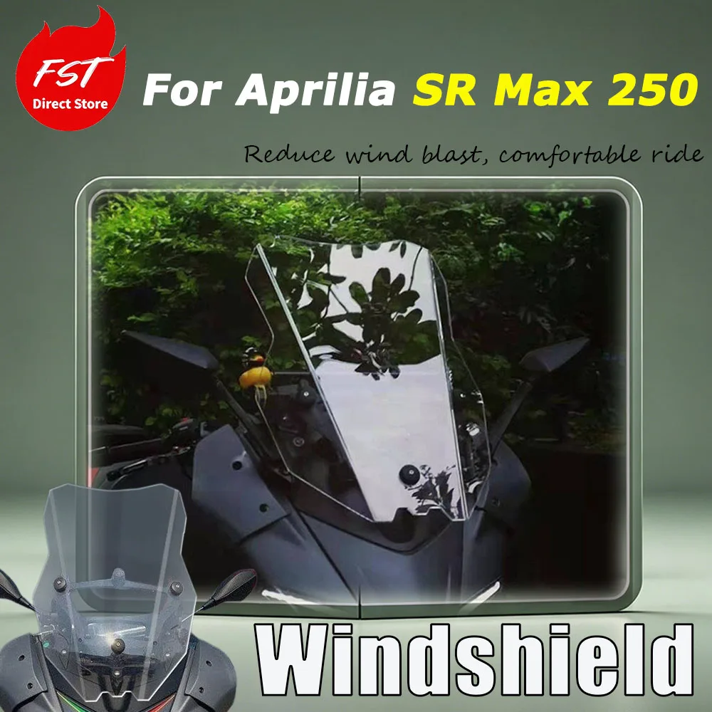 For Aprilia SR Max 250 Motorcycle modification: Adding a higher windscreen front panel to enhance wind protection.