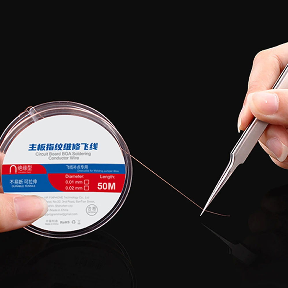 Placa de circuito bga fio condutor de solda 0.01mm/0.02mm fio de ligação de cobre isolado para iphone pcb bga ferramentas de reparo de soldagem