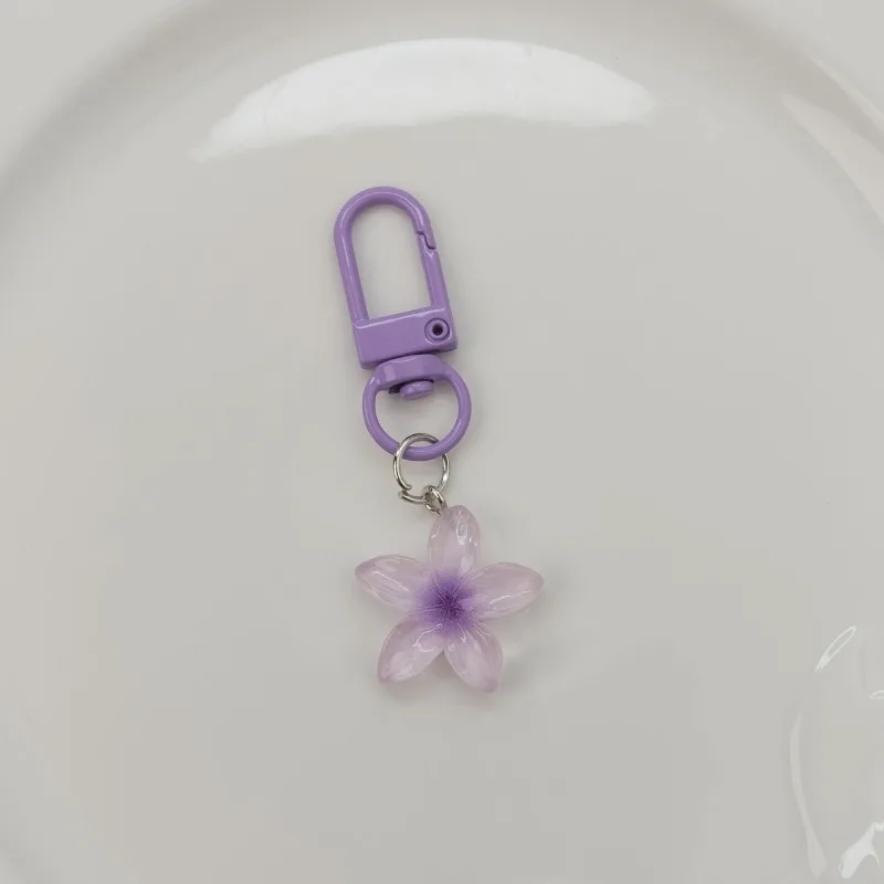 Cute Flower Keychains for Women Floral Key Chains Bag Pendant Resin DIY Keyring Jewelry Earphone Decoration Girl Gift image 5