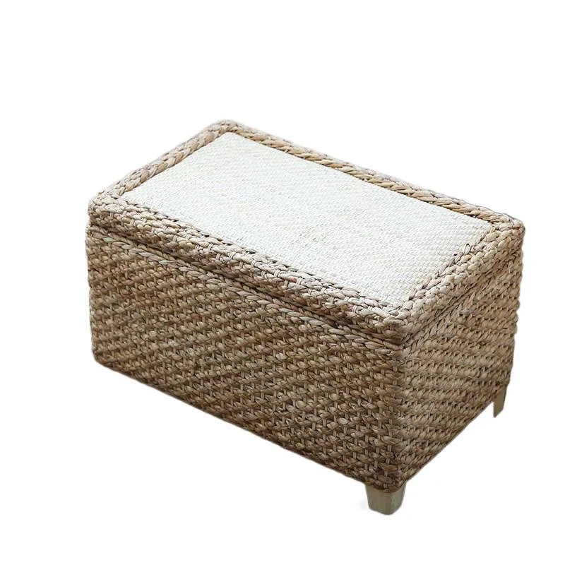 

American rattan storage stool foyer shoe change end of bed shoe solid wood finishing storage box stool storage sofa